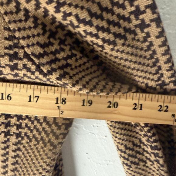 Pendleton Sweater Medium Brown Black Plaid Wool Leather Trim Petite Equestrian - Picture 6 of 8